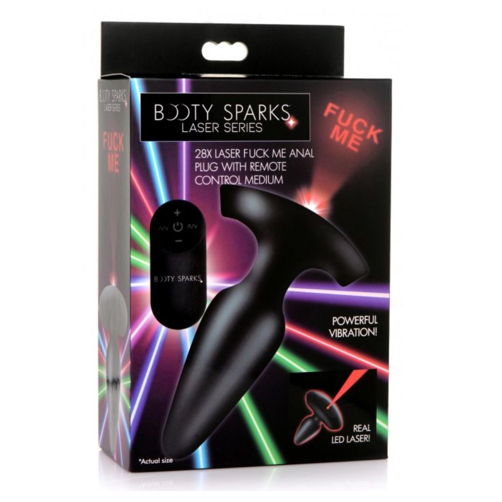 28X Laser Fuck Me Silicone Anal Plug with Remote Control - Medium