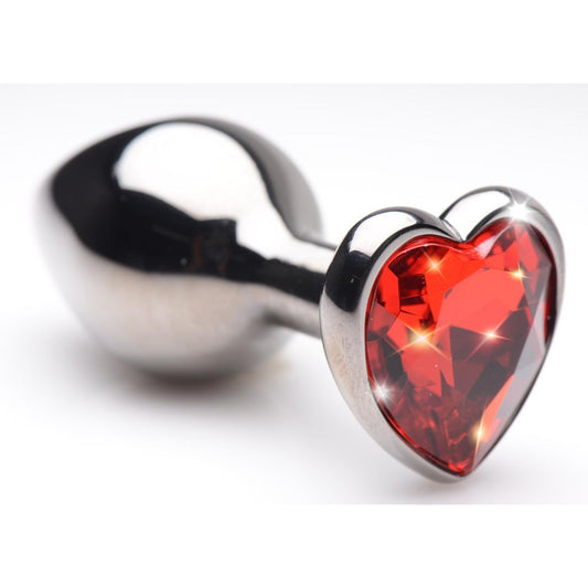 Ruby Red Heart Steel Butt Plug