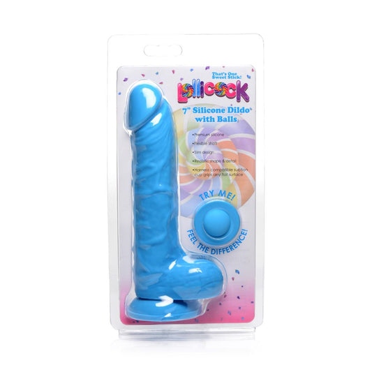 7 Inch Silicone Dildo with Balls - Berry