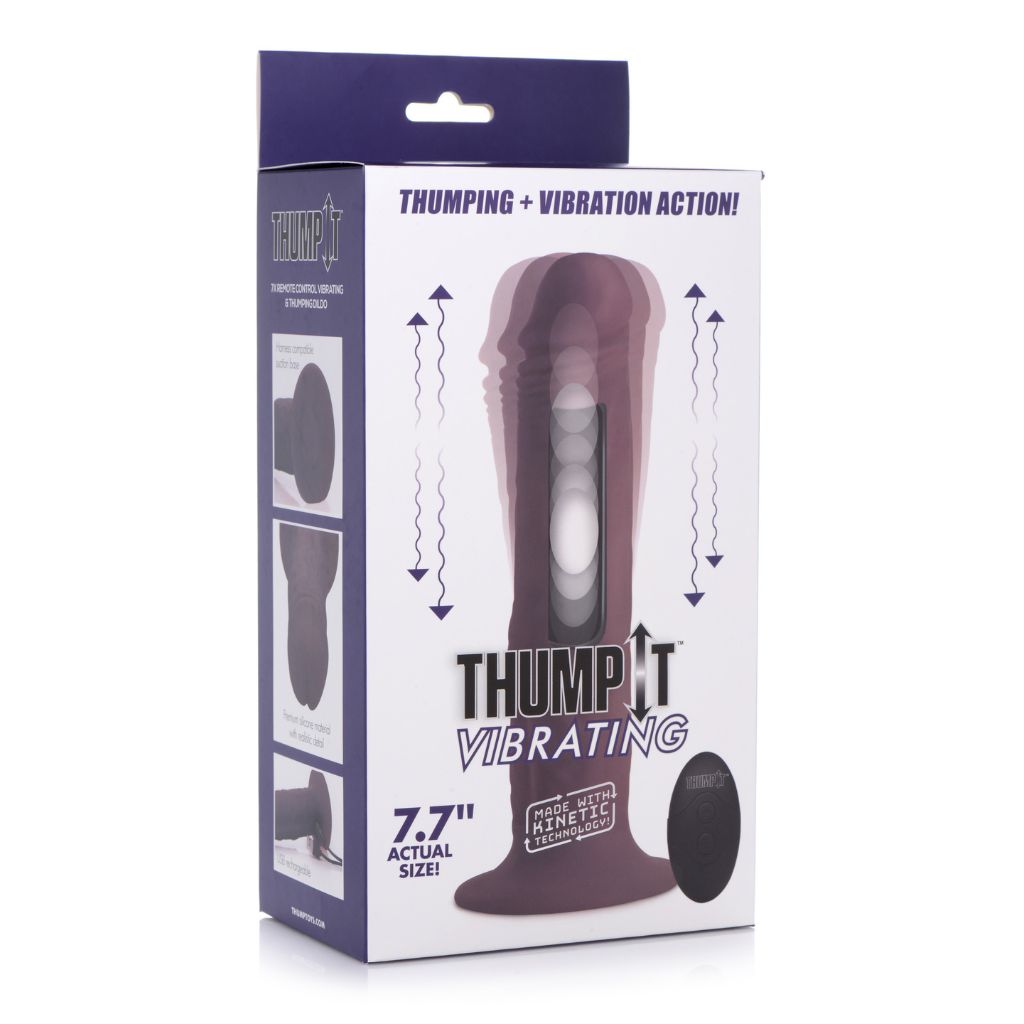 7X Remote Control Vibrating and Thumping Dildo - Dark