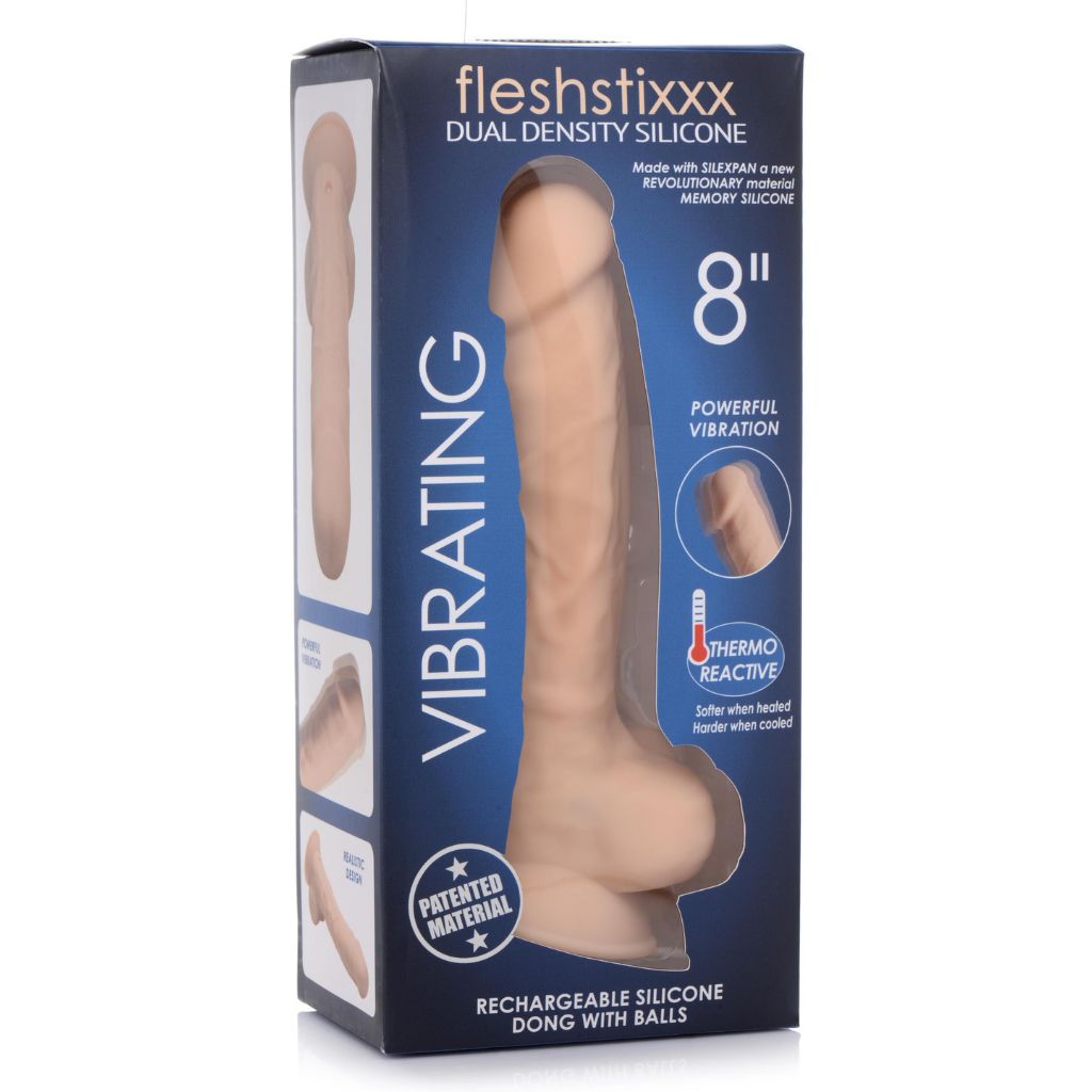 8 Inch Silexpan Hypoallergenic Silicone Vibrating Dildo - Light