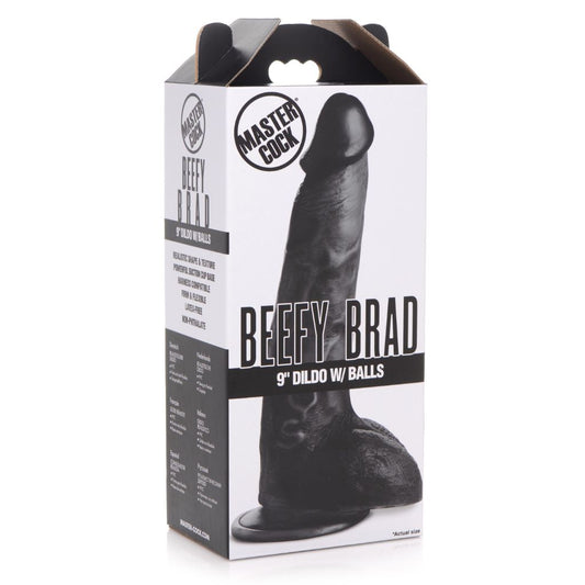 Beefy Brad 9 inch Dildo with Balls - Black