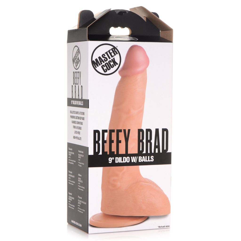 Beefy Brad 9 inch Dildo with Balls - Light