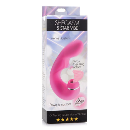 Shegasm 5 Star 10X Tapping G-Spot Silicone Vibrator with Suction - Pink