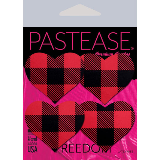 Two-Pair Small Buffalo Plaid Hearts Nipple Pasties by Pastease®