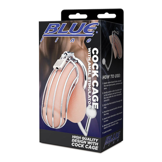 Blue Line Cock Cage w-Anal Stimulator