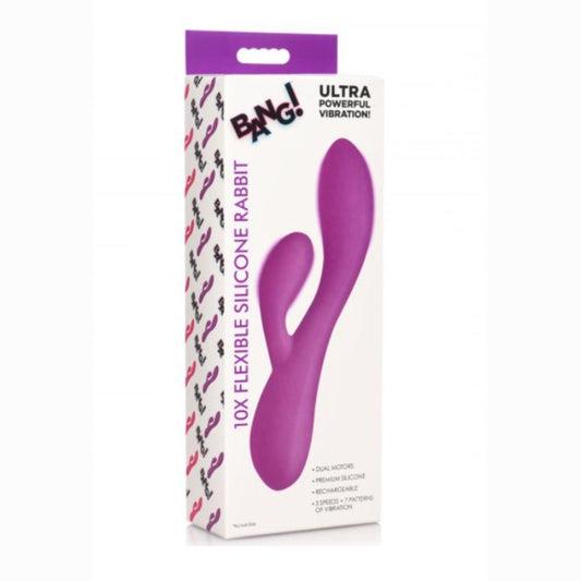 10X Flexible Silicone Rabbit Vibrator - Purple