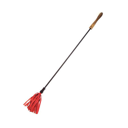 Rouge Leather Riding Crop w-Rounded Wooden Handle