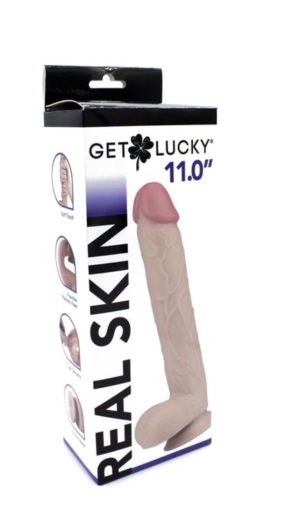 Get Lucky Real Skin 11” Dual Layer Dildo