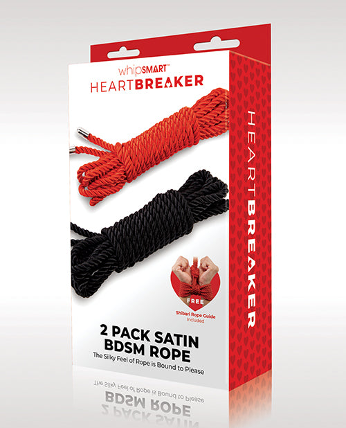WhipSmart Heartbreaker Satin BDSM Rope - Black/Red Set of 2