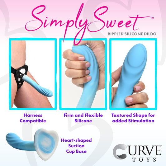 Rippled Silicone Blue and White Dildo