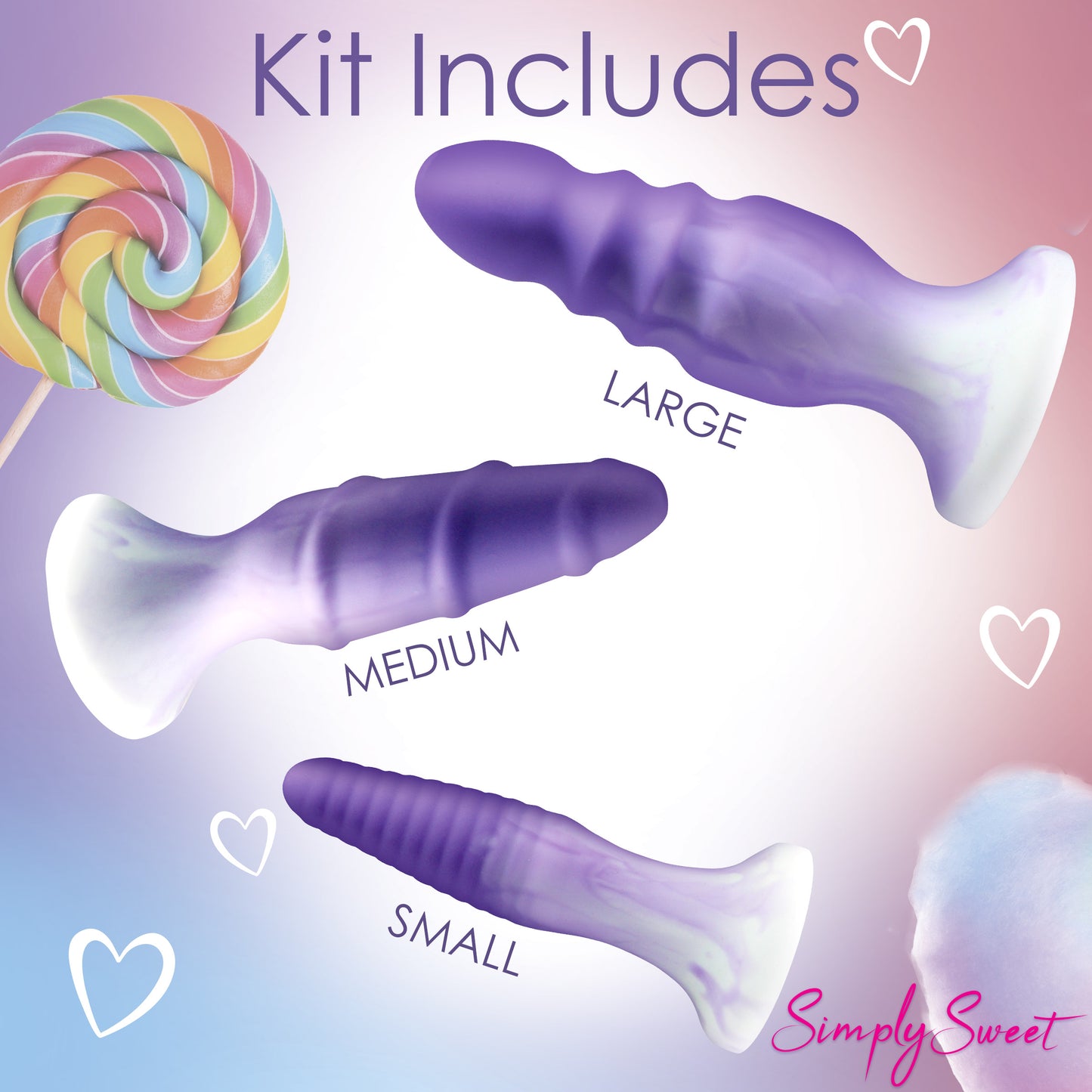 3 Piece Silicone Butt Plug Set - Purple