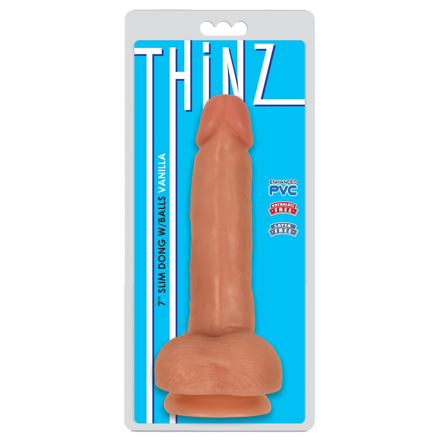 Thinz 7 Inch Slim Dildo with Balls - Light