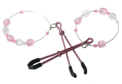 Fresh Pink Beaded Tweezer Nipple Clamps