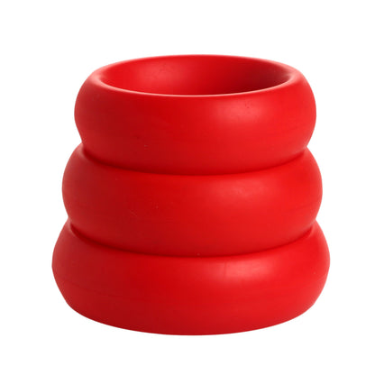 3 Piece Silicone Cock Ring Set - Red