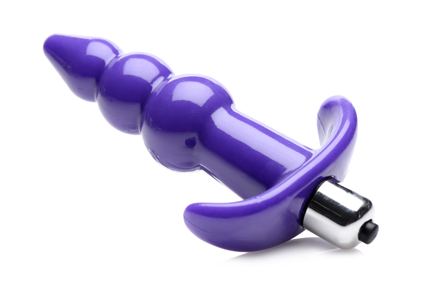 Ribbed Vibrating Butt Plug - Purple