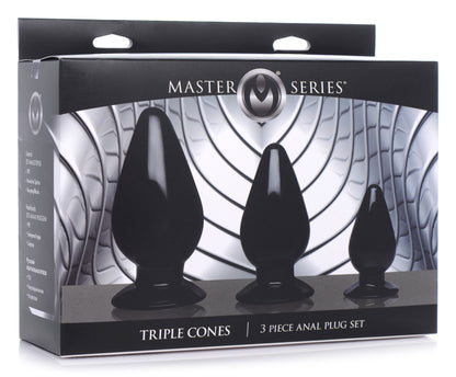 Triple Cones 3 Piece Anal Plug Set - Black