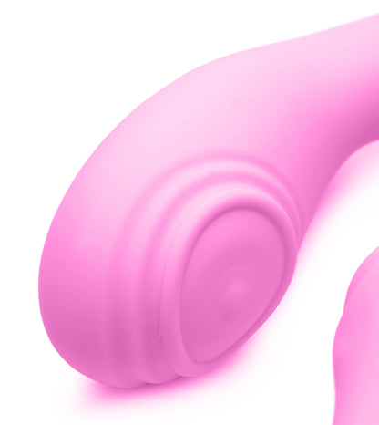 15X U-Pulse Silicone Pulsating and Vibrating Strapless Strap-on with Remote - Pink