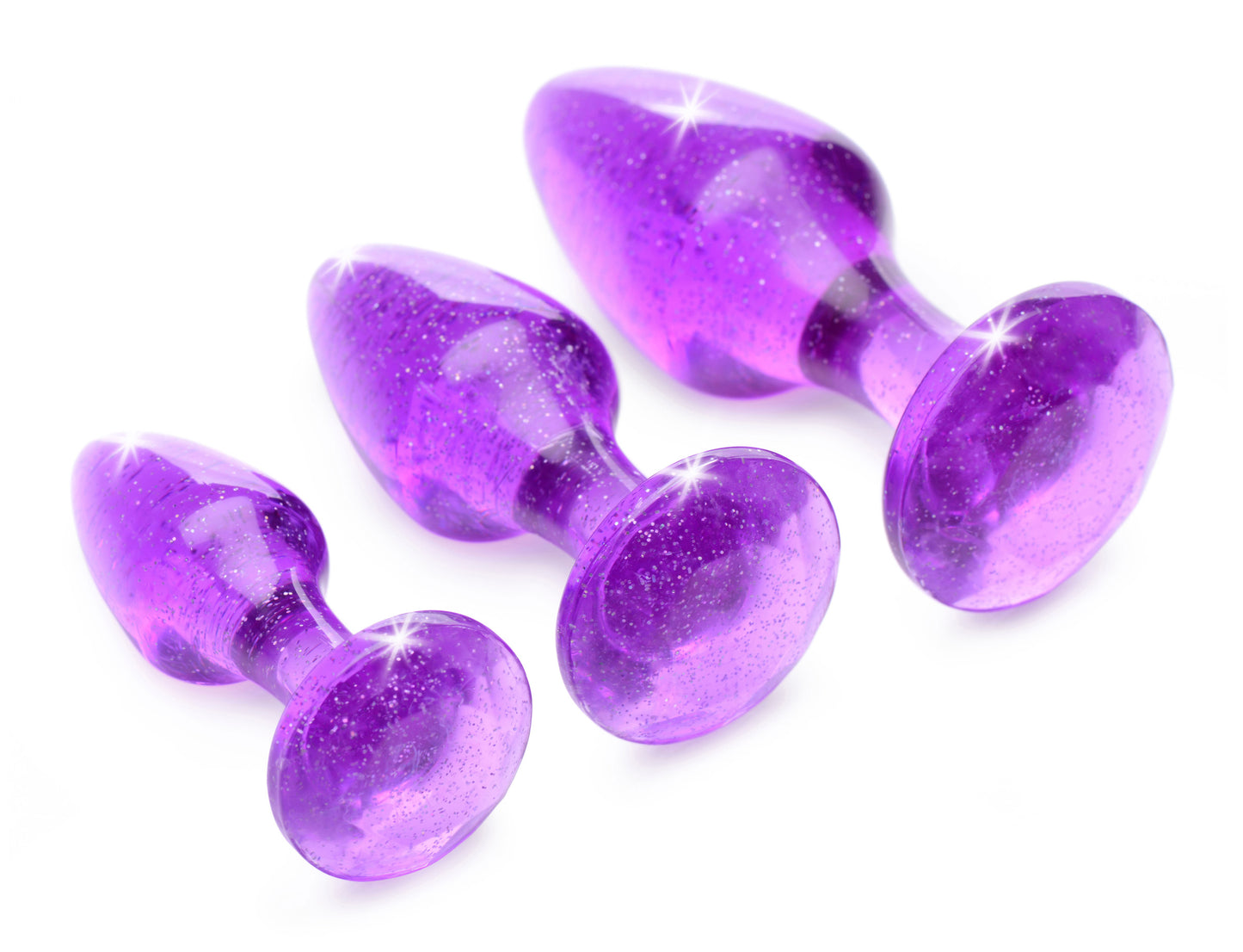 Glitter Gem Anal Plug Set - Purple