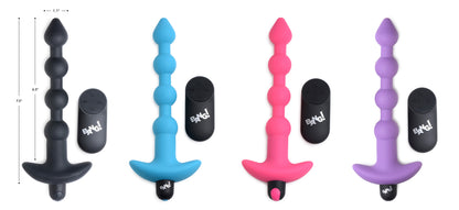 Remote Control Vibrating Silicone Anal Beads - Blue