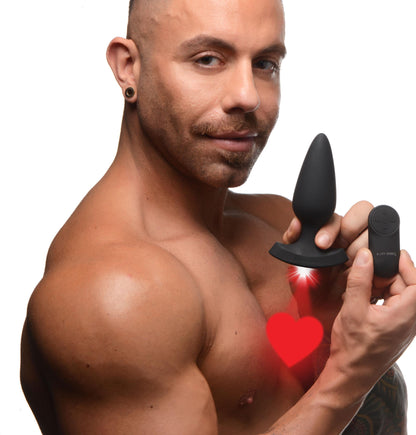 28X Laser Heart Silicone Anal Plug with Remote * Large