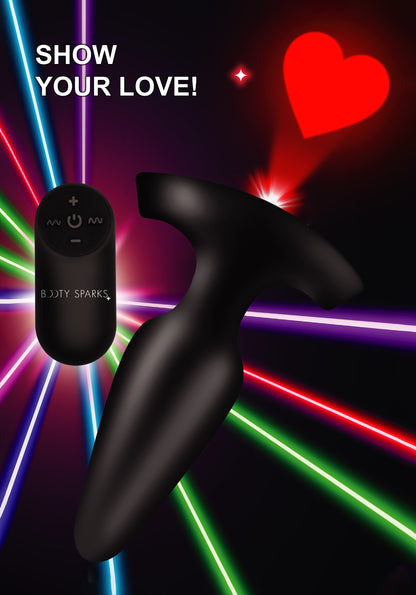 28X Laser Heart Silicone Anal Plug with Remote - Small