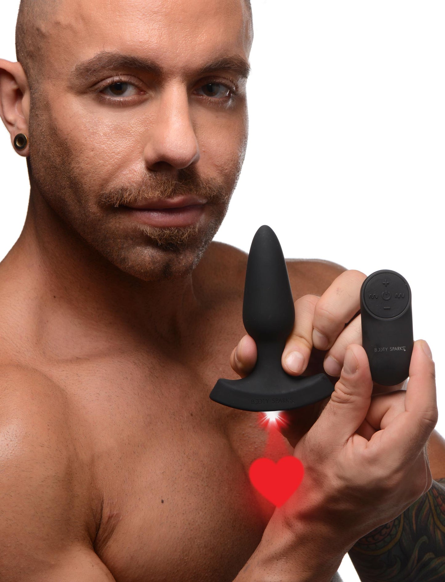 28X Laser Heart Silicone Anal Plug with Remote - Small