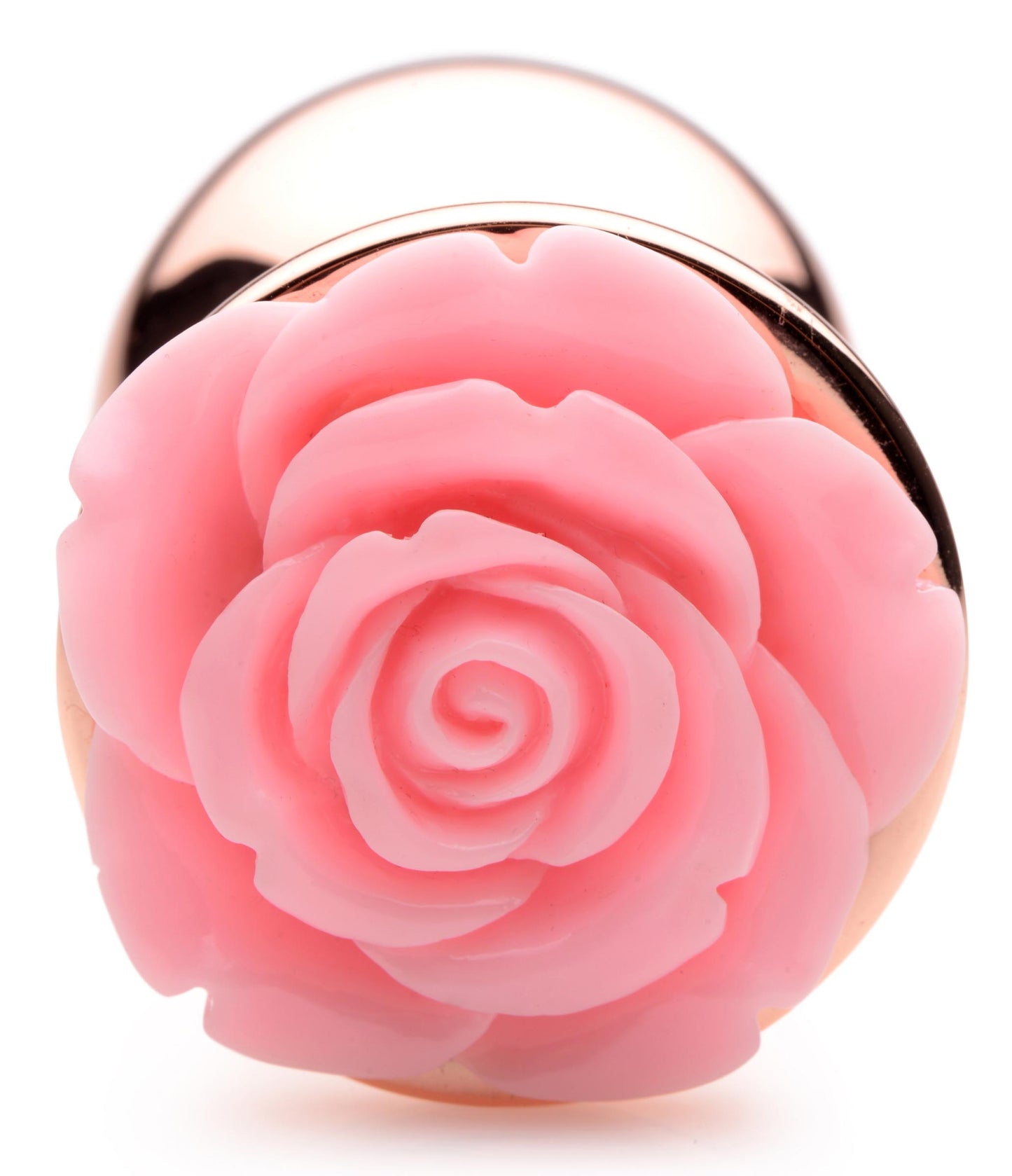 Rose Gold Anal Plug with Pink Flower - Large