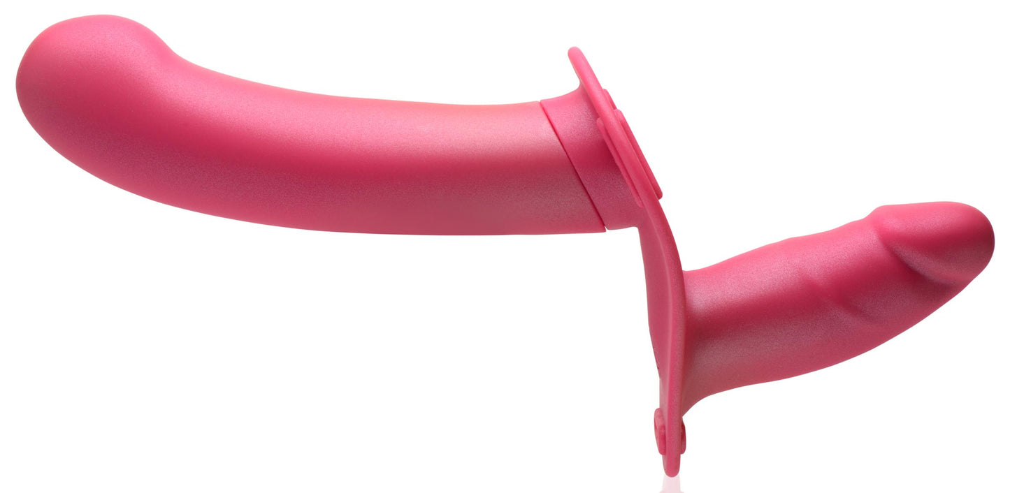 28X Double Diva 1.5 Inch Double Dildo with Harness and Remote Control - Pink