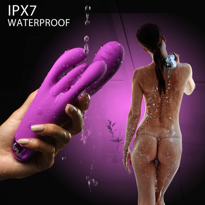 10X Triple Rabbit Silicone Vibrator - Purple