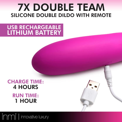 7X Double Team Silicone Double Dildo with Remote