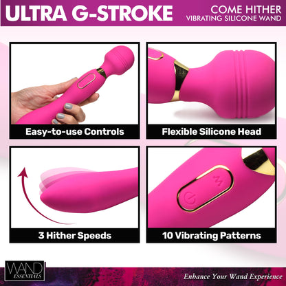 Ultra G-Stroke Come Hither Vibrating Silicone Wand