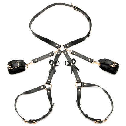 Black Bondage Thigh Harness with Bows - XL/2XL