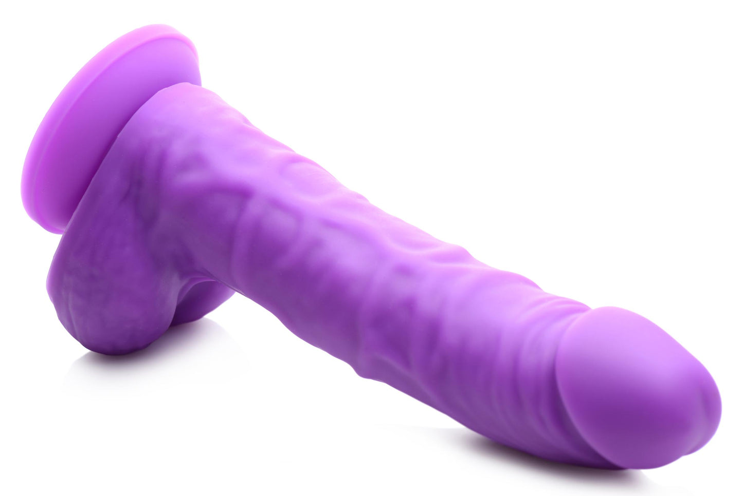 7 Inch Silicone Dildo with Balls - Grape