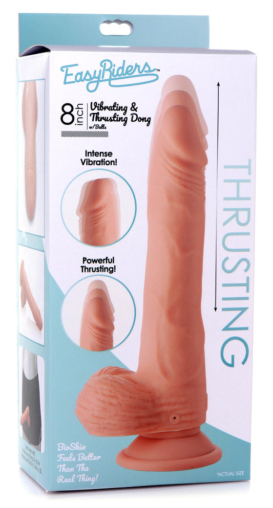 Thrusting and Vibrating 8 Inch Dildo - Light