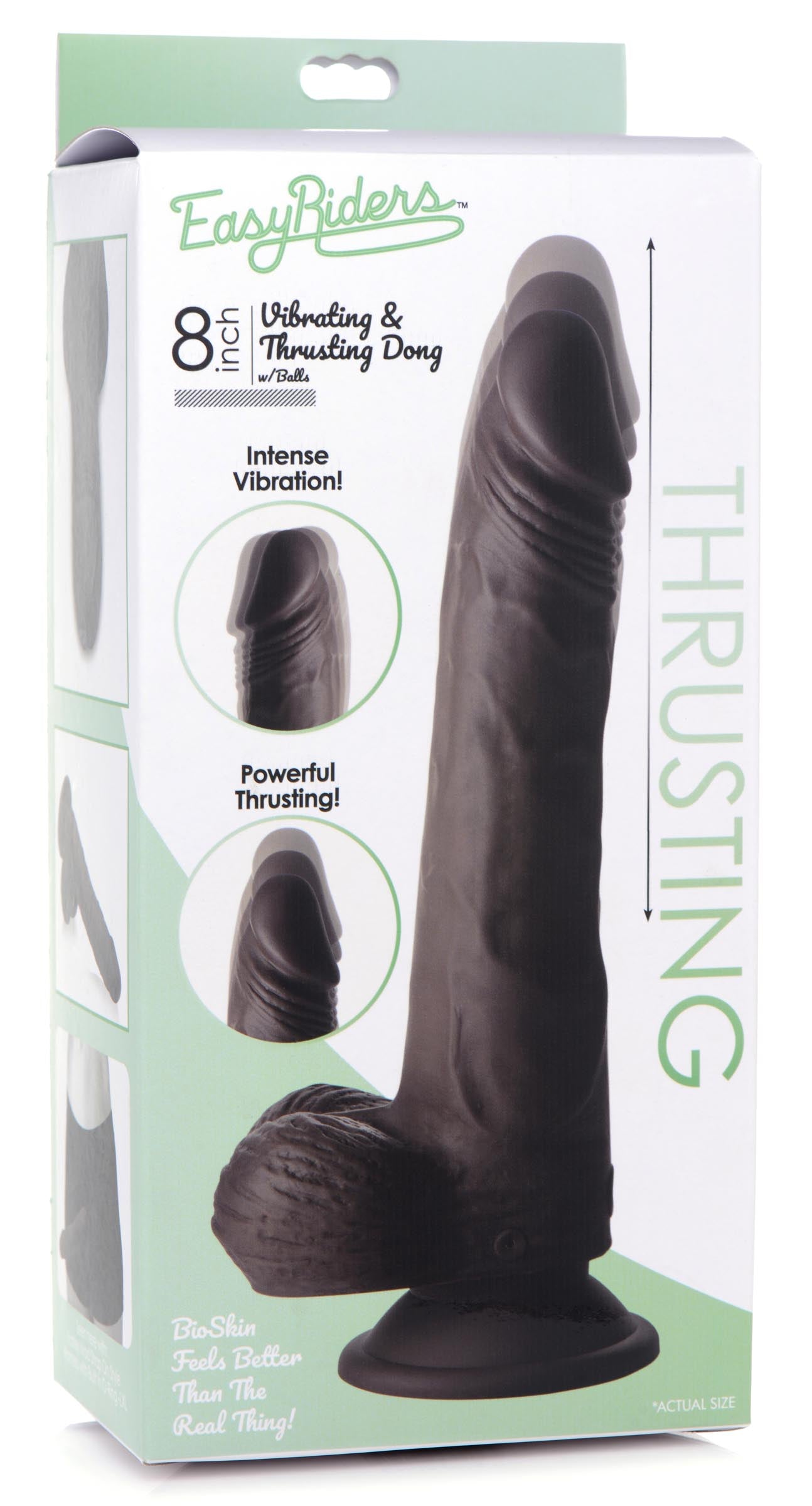 Thrusting and Vibrating 8 Inch Dildo - Dark