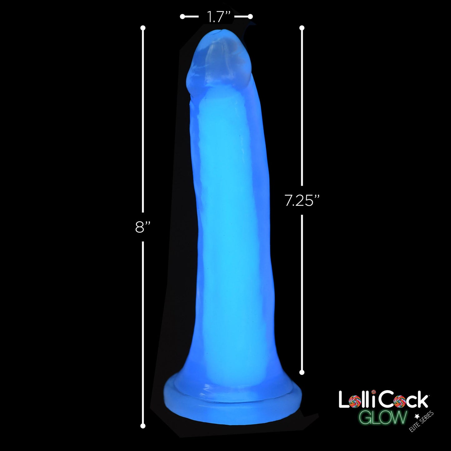 7 Inch Glow-in-the-Dark Silicone Dildo - Blue