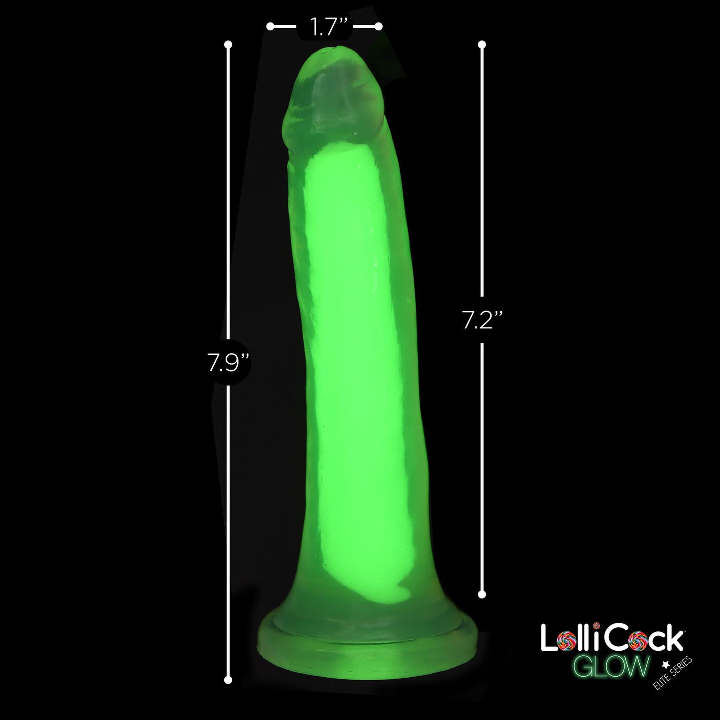 7 Inch Glow-in-the-Dark Silicone Dildo - Green