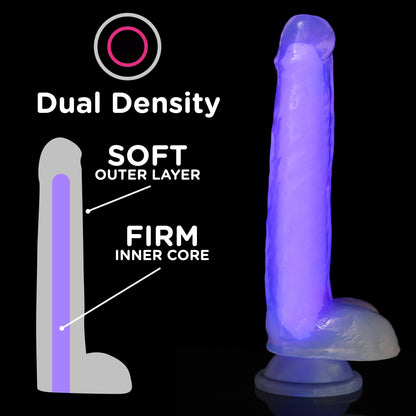 7 Inch Glow-in-the-Dark Silicone Dildo with Balls - Purple