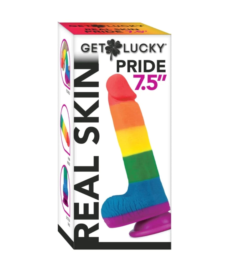 Get Lucky 7.5" PRIDE Dildo, Rainbow