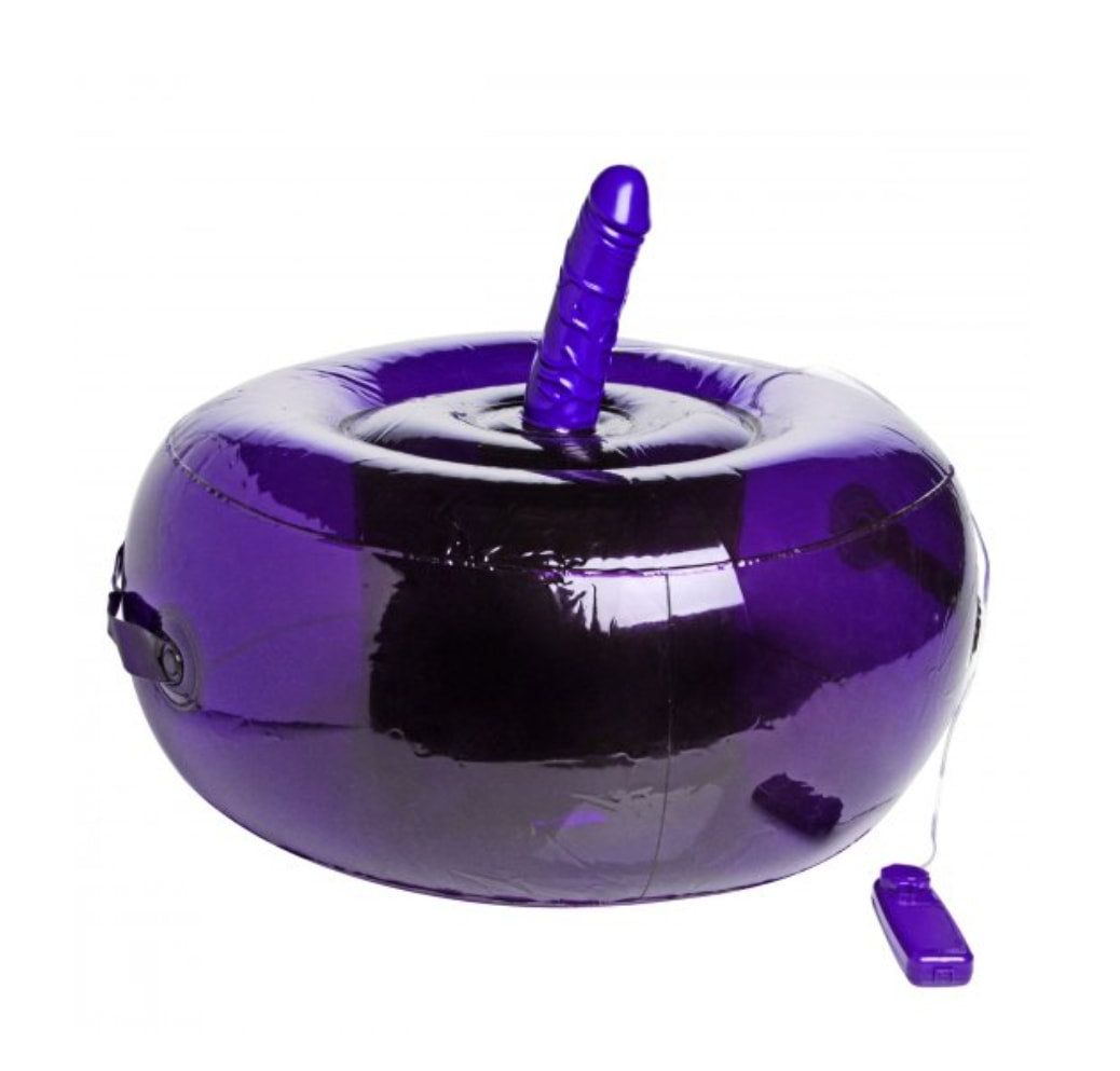 Sit-and-Ride Inflatable Seat with Vibrating Dildo - Purple