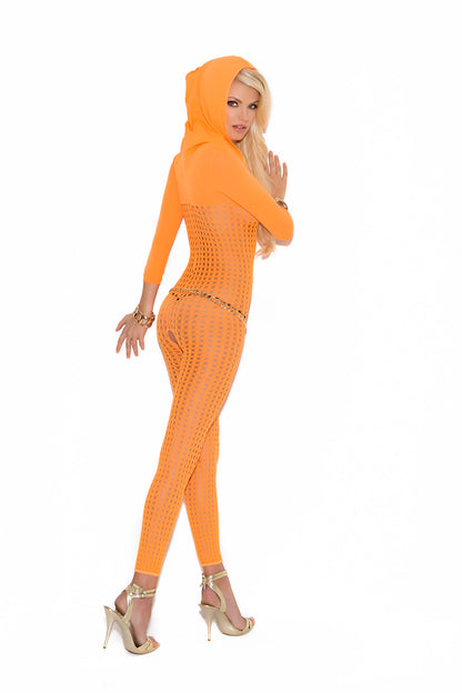 Vivace Crochet 3-4 Sleeve Open Crotch Bodystocking with Hood