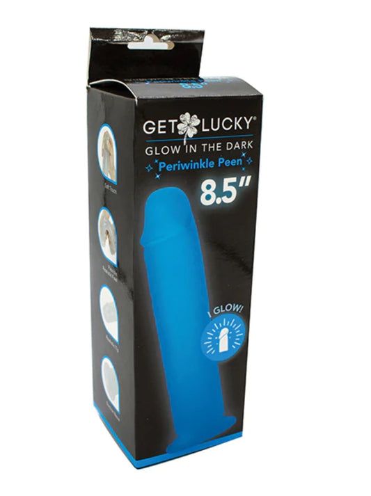 Get Lucky Glow-In-The-Dark Periwinkle Peen Dildo 8.5"