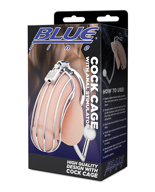 Blue Line Cock Cage w-Anal Stimulator