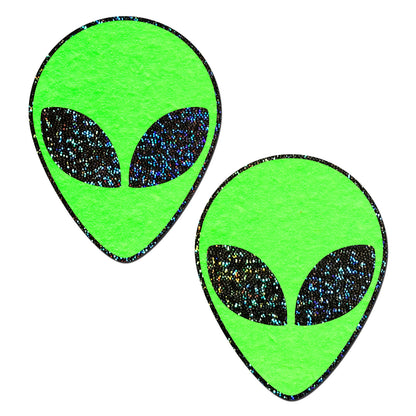 Alien: Glow-In-The-Dark with Glittering Black Eyes Nipple Pasties by Pastease® o-s